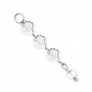 BY31® Colgantes de eslabón concha de acero inox Plateado-blanco
