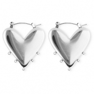 BY31&reg; Fornituras Acero Inox pendientes coraz&oacute;n con 5 anillas Plateado