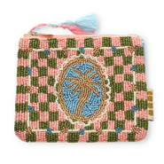 BY31® Neceser palmera Dorado-azul claro-rosa claro-verde oliva-blancuzco