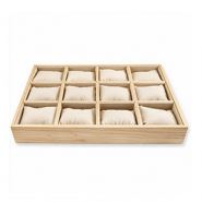 Expositor de joyer&iacute;a 12-compartimentos con almohadilla natural-blanco off