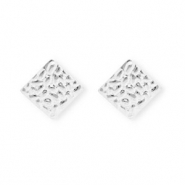 Fornituras Acero Inox pendientes cuadrado con anilla Plateado