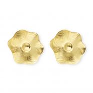 Fornituras Acero Inox pendientes flor con anilla Dorado