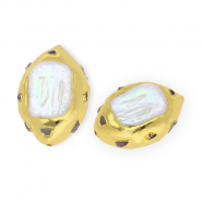 Perlas de agua dulce statement TQ amatista org&aacute;nica Dorado- blanco natural