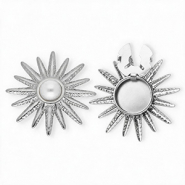 Cubrebotones Acero Inox sol con imitaci&oacute;n de perla Plateado-blanco