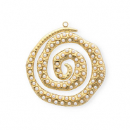 Colgantes Acero Inox espiral con imitaci&oacute;n de perlas Dorado-blanco