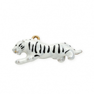 Colgantes Acero Inox con esmalte tigre Dorado-blanco-negro