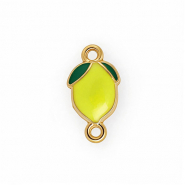 Fornituras Acero Inox entrepieza con esmalte lim&oacute;n Dorado-amarillo-verde