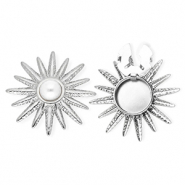 Cubrebotones Acero Inox sol con imitaci&oacute;n de perla Plateado-blanco