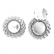 Cubrebotones Acero Inox redondos con imitaci&oacute;n de perla Plateado-blanco