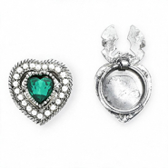 Cubrebotones coraz&oacute;n con imitaci&oacute;n de perlas Plateado-verde esmeralda-blanco