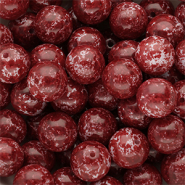 Abalorios de vidrio 12 mm Rojo borgoña-blanco