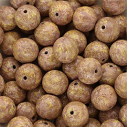 Abalorios de vidrio 12 mm Marrón claro-amarillo-blanco