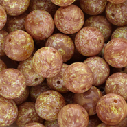Abalorios de vidrio 14 mm Marrón claro-amarillo-blanco