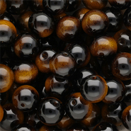 Abalorios de vidrio 12 mm Negro-amarillo ámbar