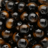 Abalorios de vidrio 14 mm Negro-amarillo ámbar