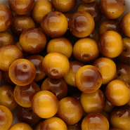 Abalorios de vidrio 12 mm Marrón-amarillo ámbar