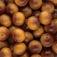Abalorios de vidrio 14 mm Marrón-amarillo ámbar