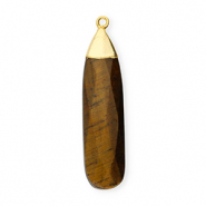 Colgante de piedra natural Ojo de tigre gota Marr&oacute;n dorado-dorado