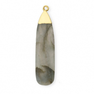 Colgante de piedra natural Labradorita gota Gris-dorado
