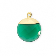 Colgante de piedra natural Calcedonia redondos Verde esmeralda-dorado