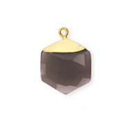 Colgante de piedra natural Cuarzo hex&aacute;gono Gris pardo-dorado