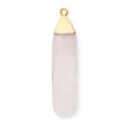 Colgante de piedra natural Cuarzo gota Rosa claro-dorado