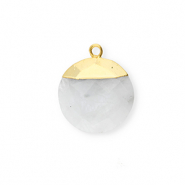 Colgante de piedra natural piedra de luna redondos Blanco-dorado