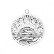 Colgantes Acero Inox con strass redondos con puesta de sol Plateado-cristal