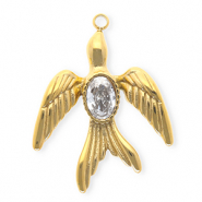 Colgantes Acero Inox con strass golondrina Dorado-cristal