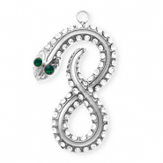 Colgantes Acero Inox con strass infinito / serpiente Plateado-cristal-verde