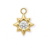 Colgantes Acero Inox con strass estrella Dorado-cristal
