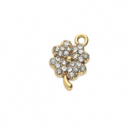 Colgantes Acero Inox con strass tr&eacute;bol Dorado-cristal