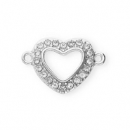 Fornituras Acero Inox con strass entrepieza coraz&oacute;n Plateado-cristal