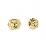 Abalorios Acero Inox separador con strass 6mm Dorado-verde