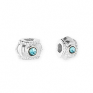 Abalorios Acero Inox separador con strass 6mm Plateado-azul