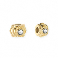 Abalorios Acero Inox separador con strass 6mm Dorado-cristal