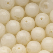 Abalorios acr&iacute;lico 14 mm redondos Blancuzco-blanco m&aacute;rmol