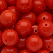 Abalorios acr&iacute;lico 14 mm redondos Rojo-blanco m&aacute;rmol
