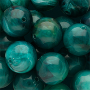Abalorios acr&iacute;lico 18 mm redondos Verde teal-multicolor-blanco m&aacute;rmol