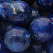 Abalorios acr&iacute;lico 24 mm redondos Azul oscuro-multicolor-blanco m&aacute;rmol