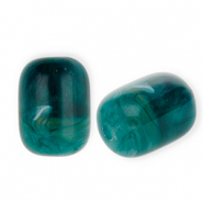 Abalorios acr&iacute;lico tubo Verde teal-multicolor-blanco m&aacute;rmol