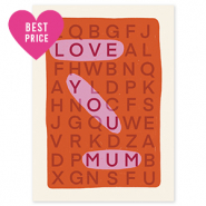 BY31® Tarjetas para joyería "Love you mum" Blancuzco-rojo coral-rosa