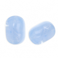 Abalorios acr&iacute;lico tubo Azul claro-blanco m&aacute;rmol