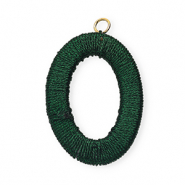 Colgantes acr&iacute;licos con hilo macram&eacute; &oacute;valo Verde oscuro met&aacute;lico-dorado
