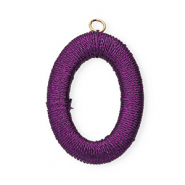 Colgantes acr&iacute;licos con hilo macram&eacute; &oacute;valo P&uacute;rpura oscuro met&aacute;lico-dorado