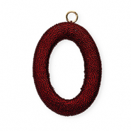 Colgantes acr&iacute;licos con hilo macram&eacute; &oacute;valo Rojo met&aacute;lico-dorado