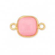 Colgantes de piedra natural Cuarzo rosa entrepiezas 12x12mm Rosa-dorado