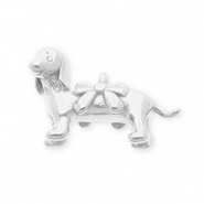 Colgantes Acero Inox perrito salchicha con lazo Plateado