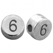 Abalorios n&uacute;meros met&aacute;licos DQ # 6 Plata vieja (sin n&iacute;quel)