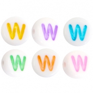 Abalorios alfabeto acrílico letra W multicolor-blanco
